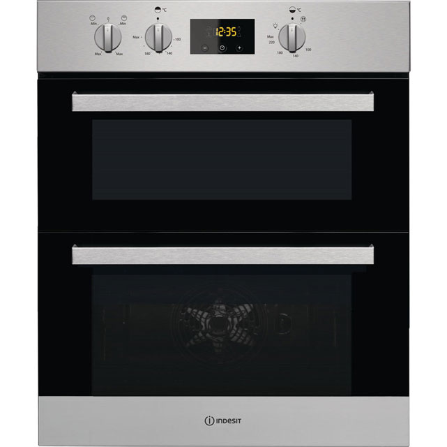 Image of Indesit Aria IDU6340IX Built Under Electric Double Oven With Feet - Stainless Steel - B/A Rated