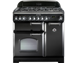 Image of Rangemaster Classic Deluxe CDL90DFFBL/C 90cm Dual Fuel Range Cooker - Black / Chrome - A/A Rated