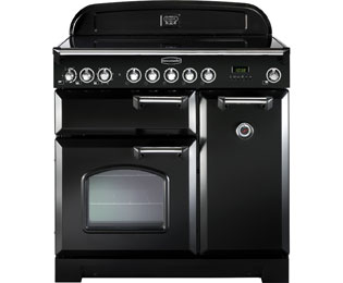 Image of Rangemaster Classic Deluxe CDL90EIBL/C 90cm Electric Range Cooker with Induction Hob - Black / Chrome - A/A Rated