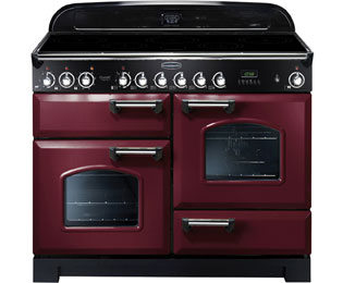 Image of Rangemaster Classic Deluxe CDL110EICY/C 110cm Electric Range Cooker with Induction Hob - Cranberry / Chrome - A/A Rated