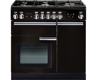 Image of Rangemaster Professional Plus PROP90DFFGB/C 90cm Dual Fuel Range Cooker - Black / Chrome - A/A Rated