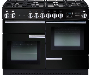 Image of Rangemaster Professional Plus PROP110DFFGB/C 110cm Dual Fuel Range Cooker - Black / Chrome - A/A Rated