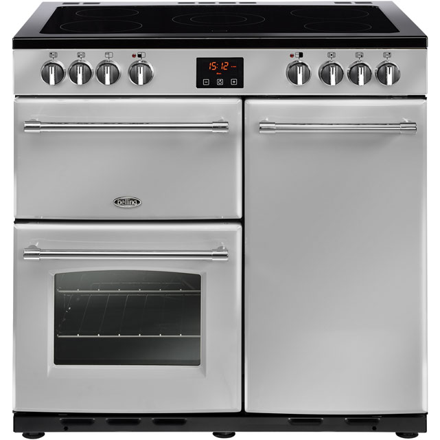 Image of Belling Farmhouse90E 90cm Electric Range Cooker with Ceramic Hob - Silver - A/A Rated