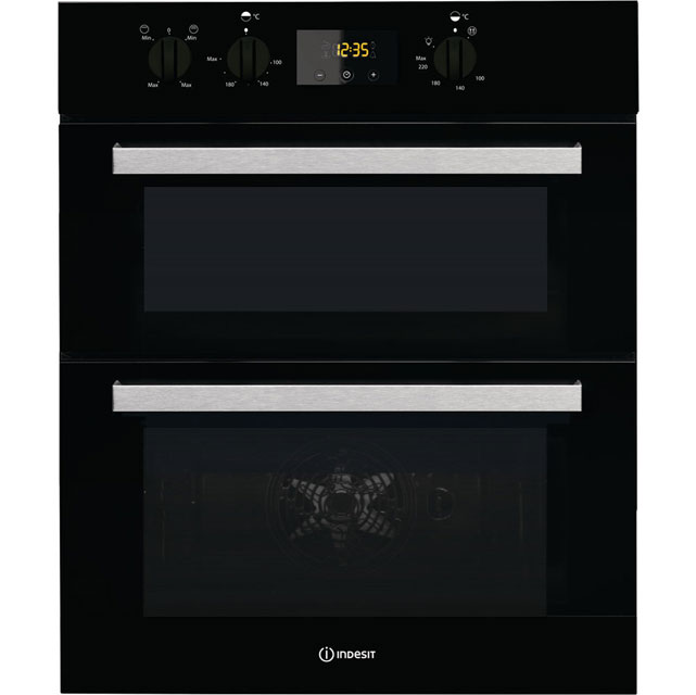 Image of Indesit Aria IDU6340BL Built Under Electric Double Oven With Feet - Black - B/A Rated