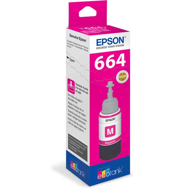 Image of Epson C13T664340 - EPSON T6643 ECOTANK MAGENTA INK 70ML